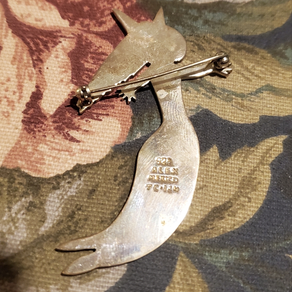 925 ALEX MEXICO TC-124 Sterling Silver Mermaid Brooch - Picture 4 of 4